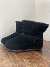 FitFlop *new* Mukluk Shorty Black Suede Shearling Lined Ankle Winter Boots UK5