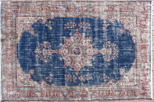 Blue turkish rug antique - blue,