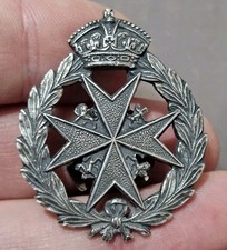 Antique Silver St. John Ambulance Officers Cap Badge Hallmarked. Rare.