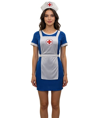 Women blue nurse costume with - nurse,