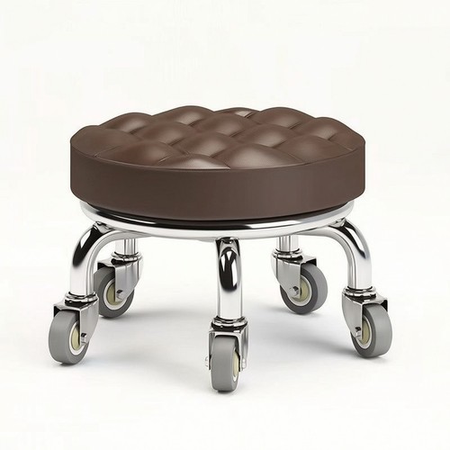 Low rolling stool padded - low,