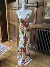 Renato Nucci Silk Maxi Dress. Halter Neck. Beaded. Stunning Colours. 38 UK 10