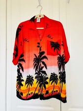 PL4 Short Sleeved Hawaiin Style Shirt, Flame Mix Size L