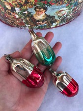 3 MERCURY GLASS VINTAGE OLD