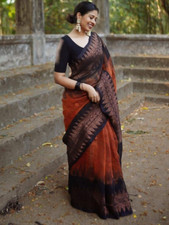 New formal indian semi silk saree women ethnic wear wedding function sari blouse