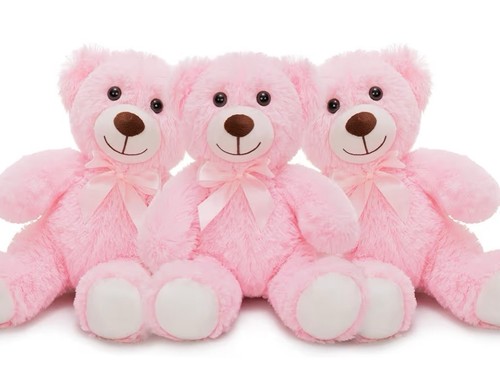Pink teddy bear plush toy - pink,