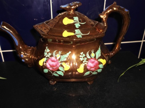 Antique copper lustre - antique, teapot