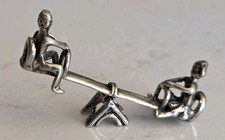Stunning Vintage Sterling Silver See-saw Minature With Children