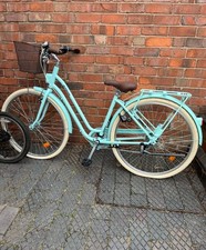 Ladies City Bike B-twin Blue Women’s Fully Equipped With Basket