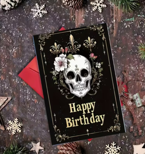 Gothic skull birthday card - gothic,