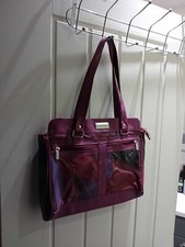 Natalie Anderson Purple Mix Handbag, Double Handles, Zip Fasten