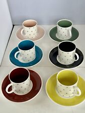 Beautiful Susie Cooper Rare 12 Piece “Stars” Multi-Colour Coffee Set. VGC.