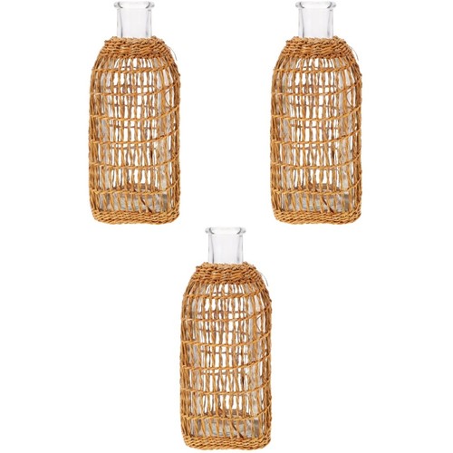 3pcs woven rattan glass - woven,