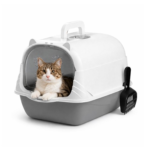 Large covered cat litter tray - large,