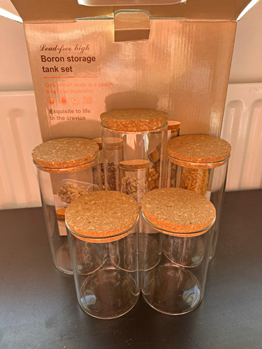 Piece glass storage jar - jar, set