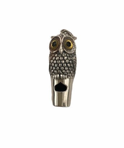 Sterling silver owl whistle - silver,