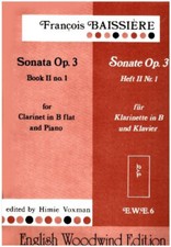 Sonata Op 3 Book II No 1 for Clarinet and Piano Sheet Music Book - Baissiere!!
