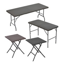 Rattan Folding Garden Outdoor Picnic Camping Dining Table & Chairs Set Furniture