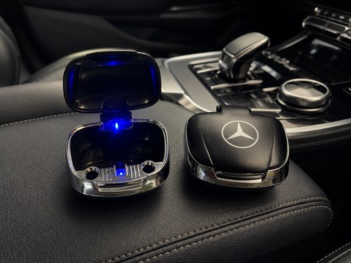 Car ashtray with lid - with, led