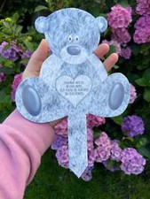 Teddy Bear Grave Marker - Personalised Baby Memorial Plaque - Baby Girl & Boy