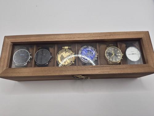 Brown wood watch storage box - brown,