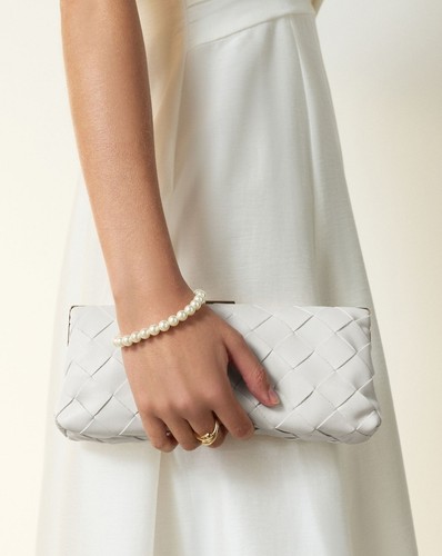 Bone wave clutch bag - bone,