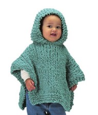 Knitting pattern copy 0999.   Baby hooded poncho.  18-22 inch chest