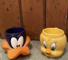 Vintage 1992 Looney Tunes Warner Bros. Tweety/Daffy Mugs X2 GreatCondition Rare