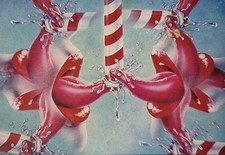 Candy Cane Love Vintage Postcard