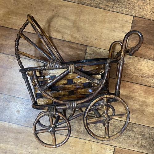 Vintage wicker rattan - wicker, pram