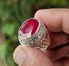 Deep Red Ruby Mens Ring Sterling Silver 925 Handmade Anari Yaqoot Ring Ruby Gem