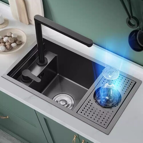 Hidden single bowl stainless - hidden,