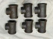 6 x Black Iron Tee 1" x 3/4" x 1" BSP pipe fittings threaded gas air oil water