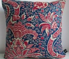 Liberty William Morris Indian Red Linen & Navy Velvet Fabric Arts Cushion Cover