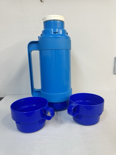 Vintage blue thermos vacuum - blue,