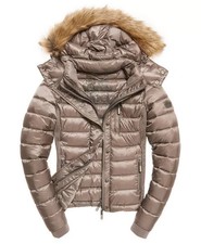 Womens Superdry Luxe Fuji Double Zip Hooded Jacket Coat Small UK 10 rrp £90