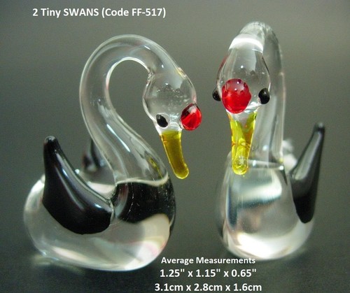 Miniature glass swan - miniature,