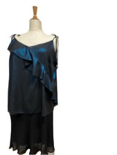 Y2K Metallic Blue Ruffle Vest with Tie Straps Size 20 Halloween 