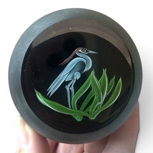 Correia heron art glass 1984 - glass,