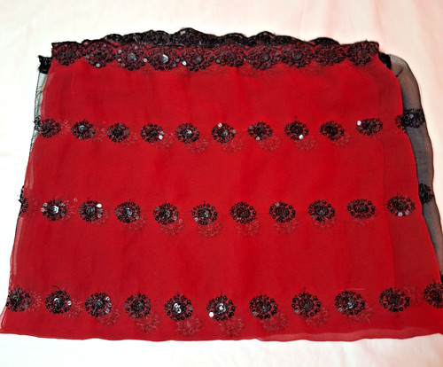 Red and black sheer - and, fabric