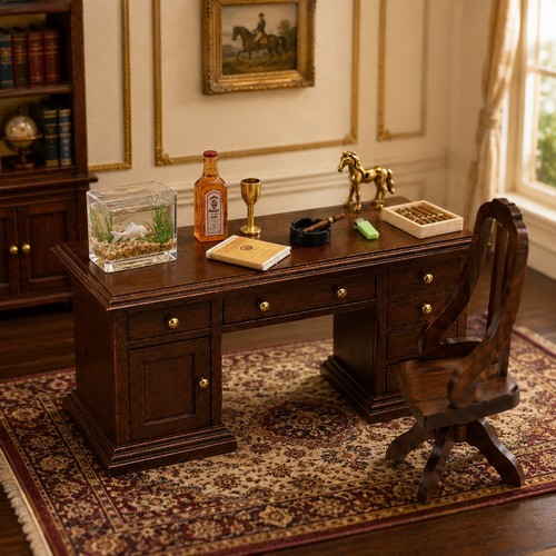 Dolls house study - house, desk