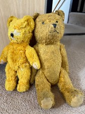 Two Vintage Yellow Teddy Bears