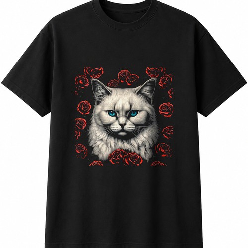 Birman cat with roses - with, lover