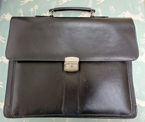 Leather briefcase with - , lock