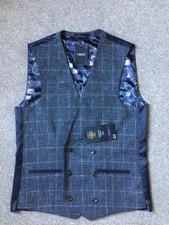 NEXT Dark Blue / Grey Waistcoat Size 36R (Chest 36in) - Brand New with Tags