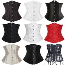 Women's Satin Underbust Lace up Boned Bustier Corset Tops Waist Training Cincher