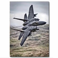 F-15 Strike Eagle American Fighter Aircraft Low Level Printed on Metal Sign