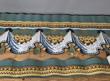 Antique Wallpaper Top Border 6 ft & Chair Rail 18 ft Trompe-l'œil Green Gold