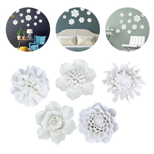 Ceramic flower wall art - ceramic,
