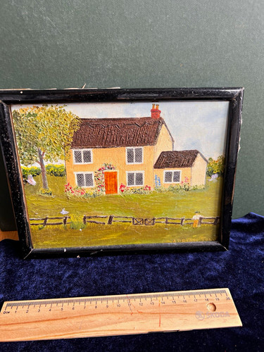 Small original folk art oil - art,